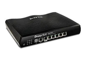 High-performance DrayTek Vigor router in sleek black design, featuring multiple LAN/WAN ports and advanced VPN security