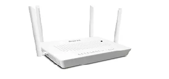 High-performance DrayTek Vigor router in sleek black design, featuring multiple LAN/WAN ports and advanced VPN security